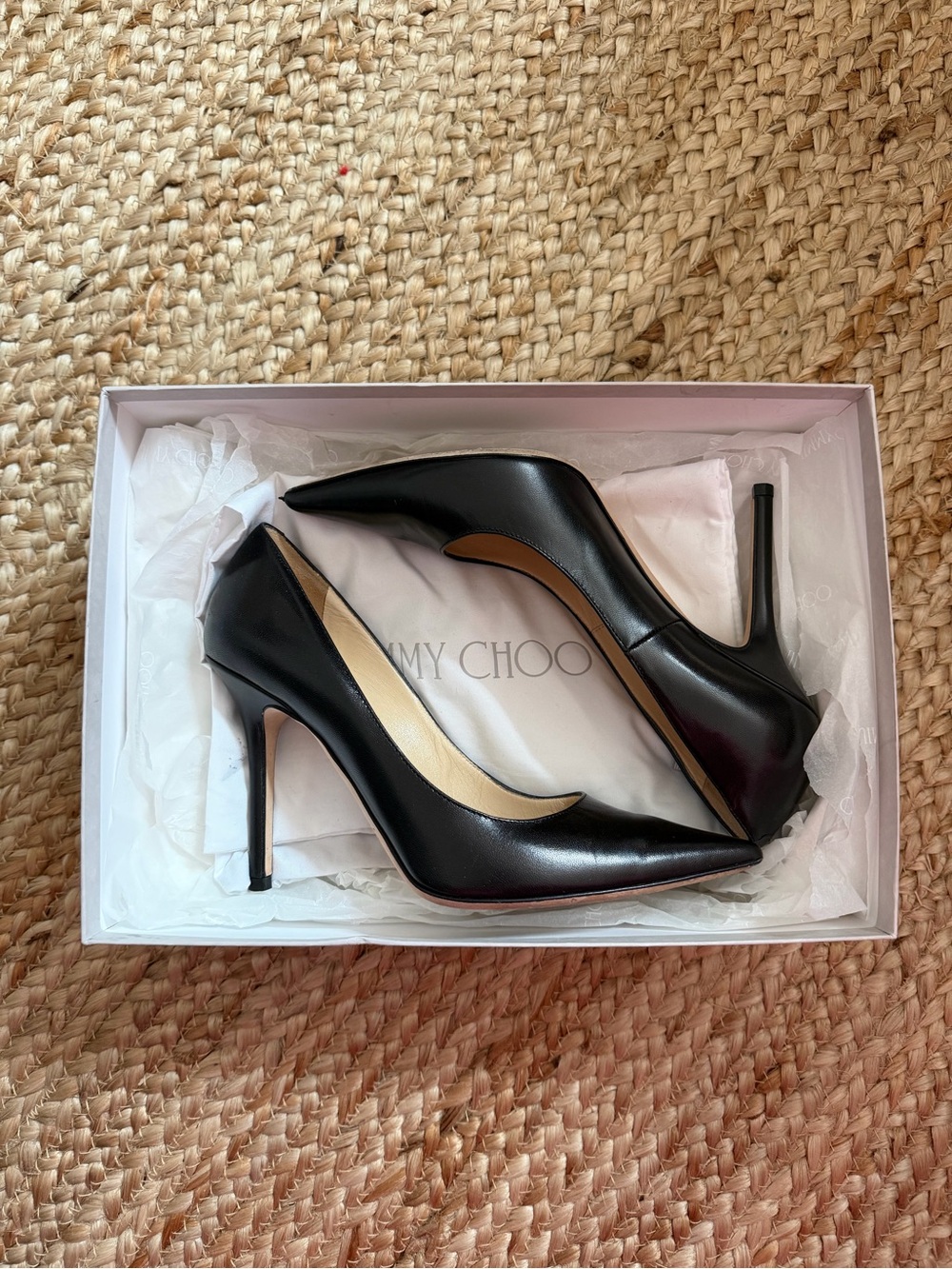Jimmy Choo Black Patent Leather Pointed-Toe Stiletto Heels